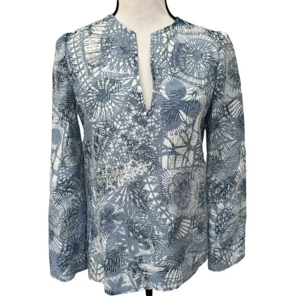 Tory Burch Blue Baltic Sea Dream Catcher Tunic size 0.